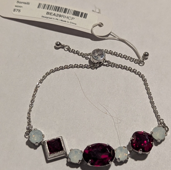 Sorrelli Silver Bracelet with Red and White Gems - Picture 4 of 5